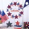4th of July Welcome Sign Fourth of July Decorations Wooden Patriotic Star Wreath